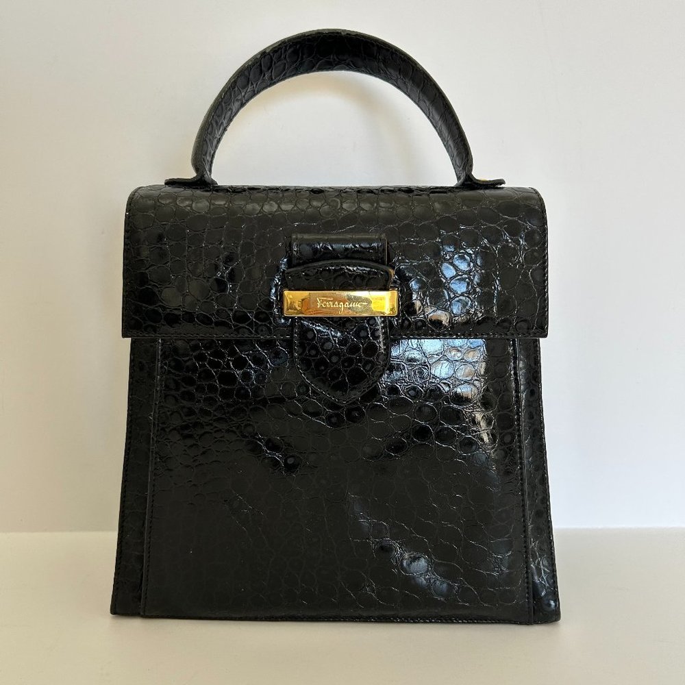 Salvatore Ferragamo Vintage Faux Lizard Shoulder Bag